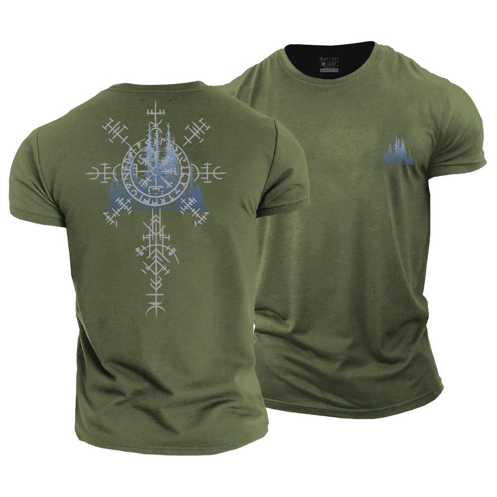Viking Landscape Compass Cotton T-Shirt