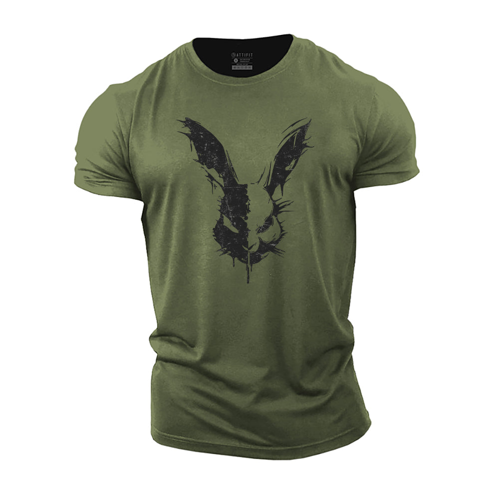 Black White Rabbit Cotton T-Shirt