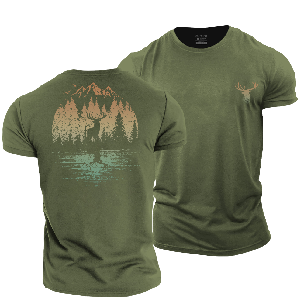 Elk in Forest Cotton T-Shirt