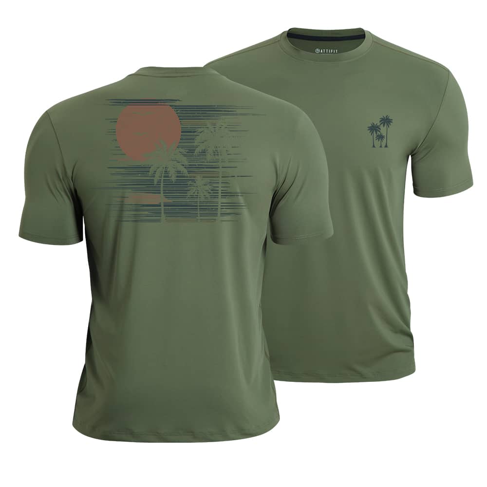 Sunset Palm Athletic Quick-Dry T-Shirt