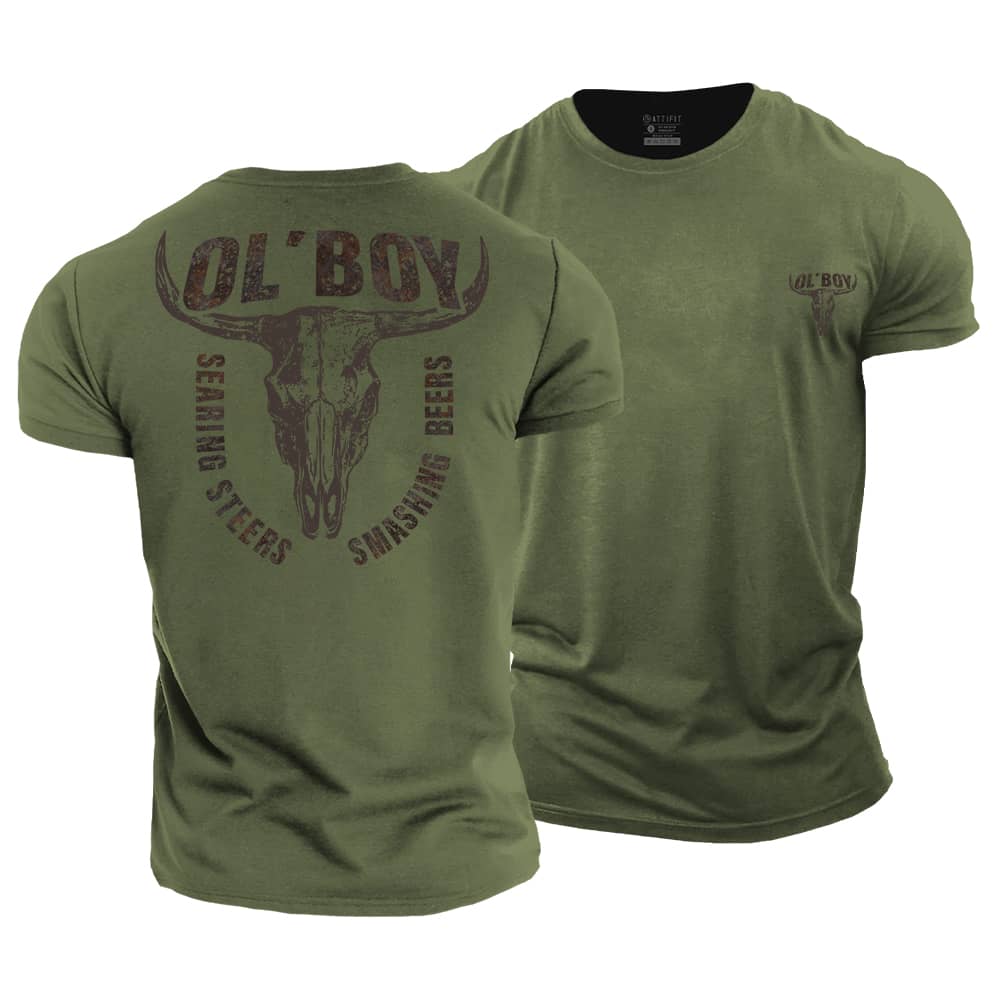 Steer Skull Cotton T-Shirt