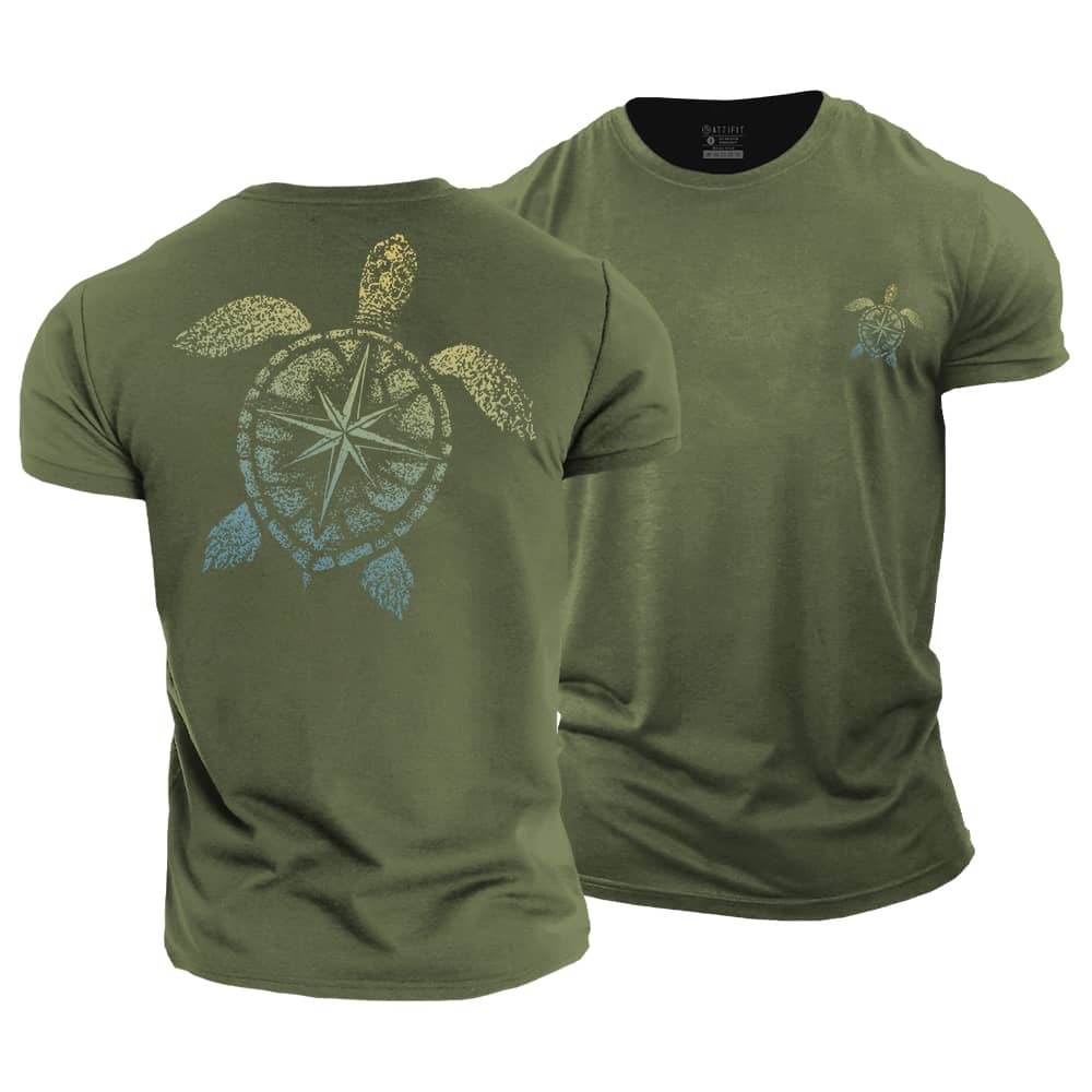 Turtle Compass Cotton T-Shirt