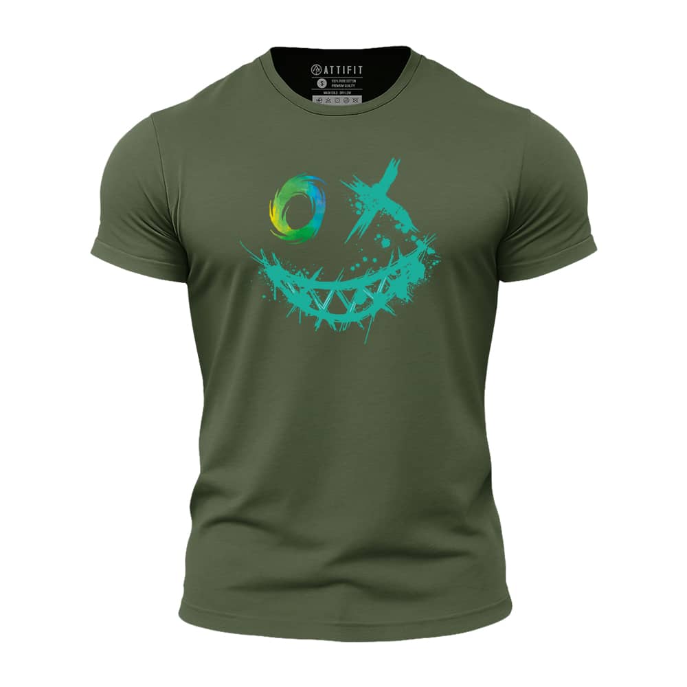 Vibrant Smiley Athletic Quick-Dry T-Shirt