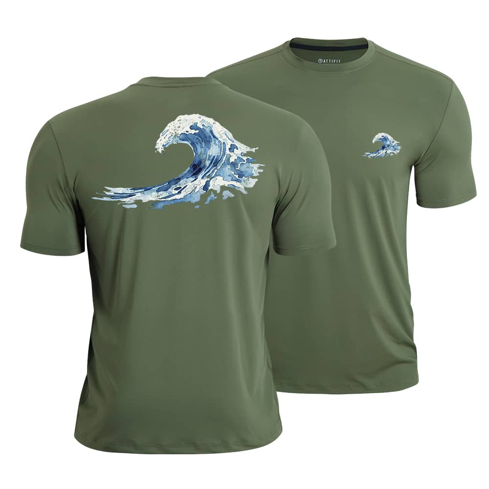 Watercolor Ocean Waves Quick-Dry T-Shirt