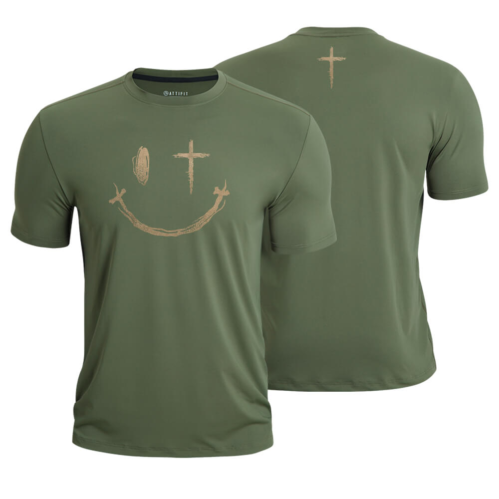 Cross Smiley Face Athletic Quick-Dry T-Shirt