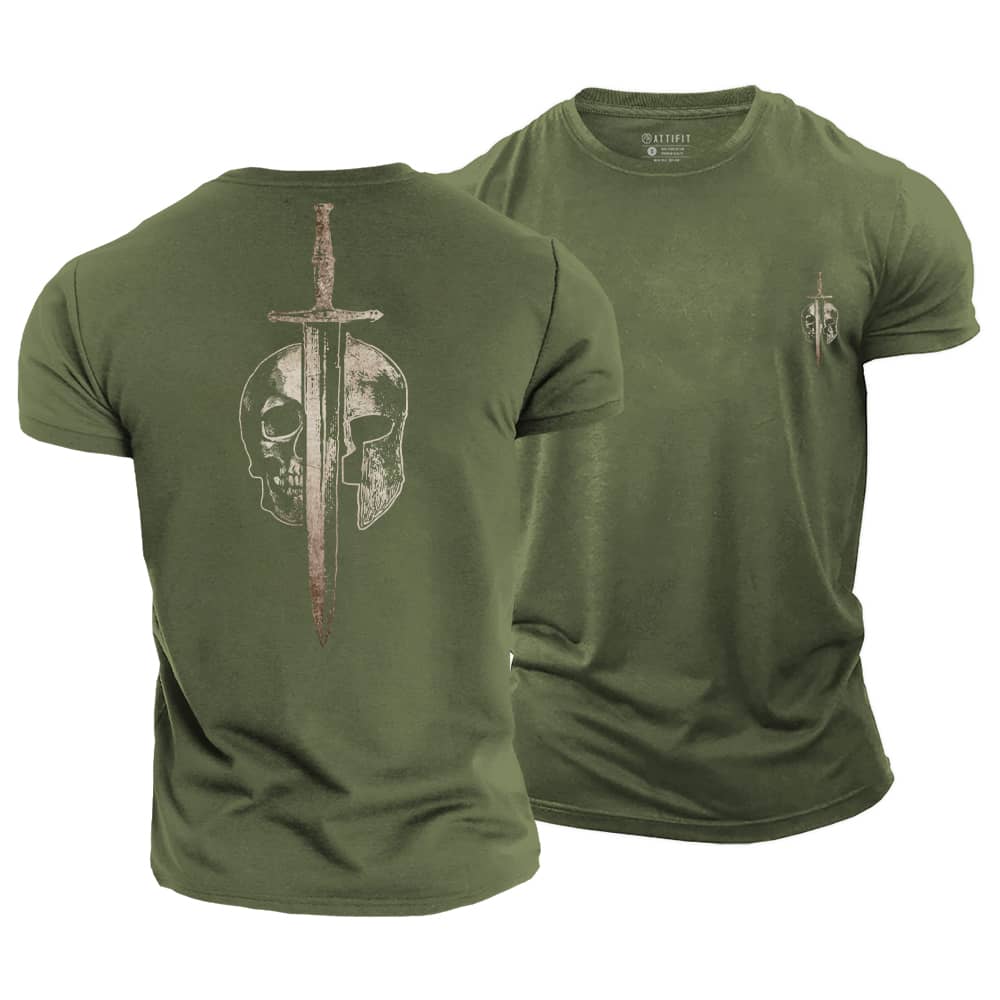 Skull Meets Warrior Cotton T-Shirt