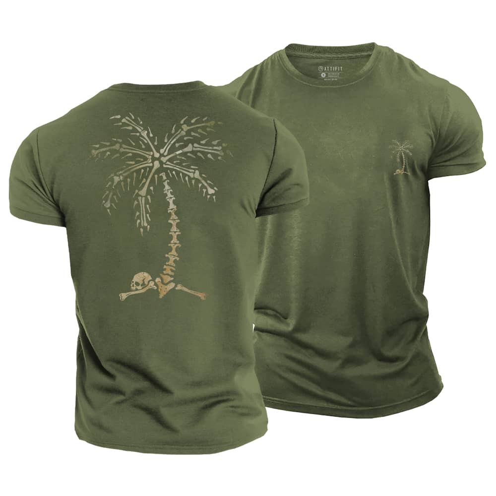 Skull Palm Tree Cotton T-Shirt
