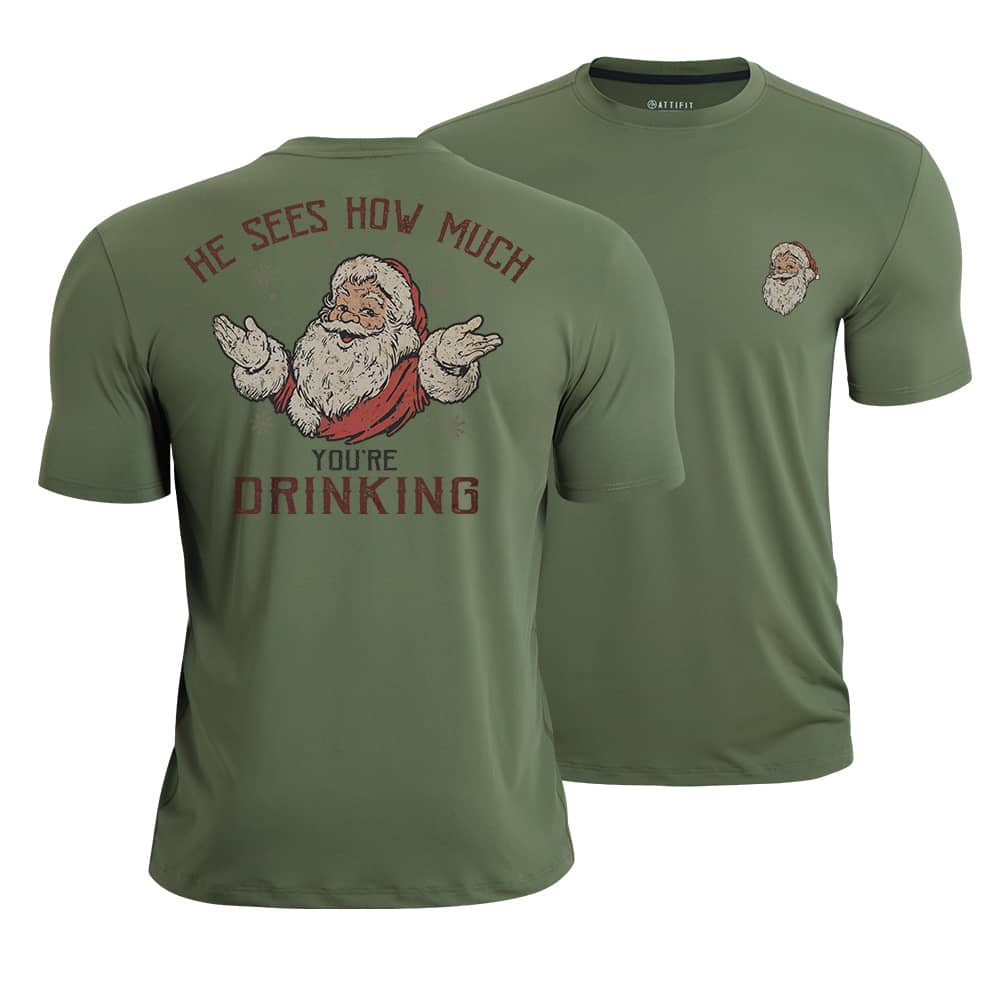 Santa Sees You Athletic Quick-Dry T-Shirt