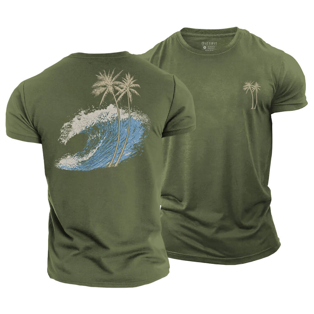 Ocean Wave Palm Cotton T-Shirt