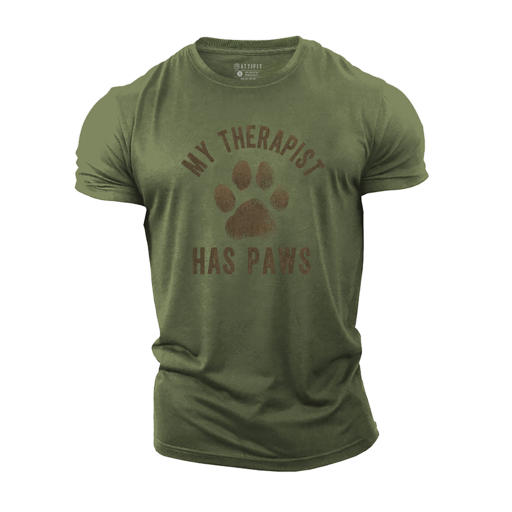 My Therapist Has Paws Cotton T-Shirt