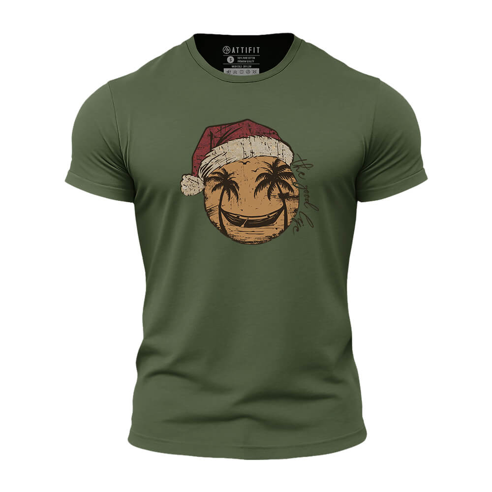 Christmas Smiley Palm Tree Quick-Dry T-Shirt