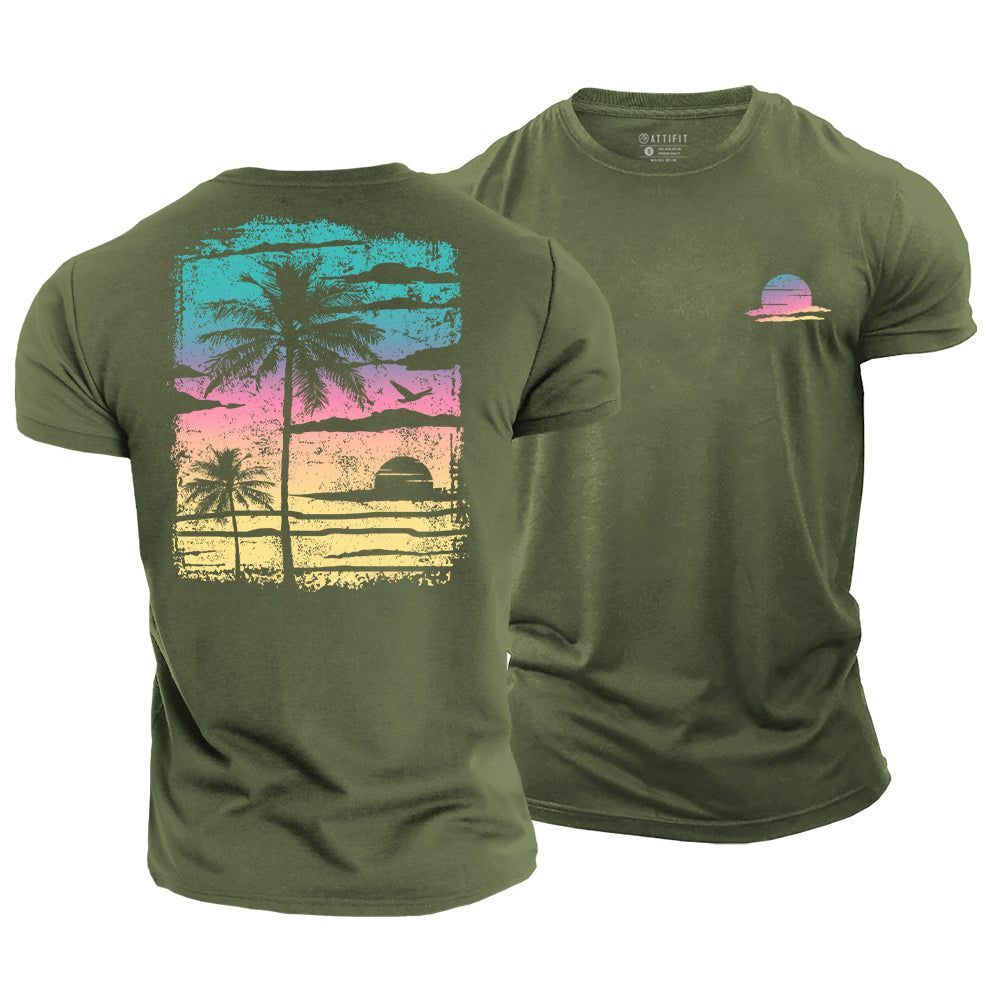 Colorful Palm Poster Cotton T-Shirt