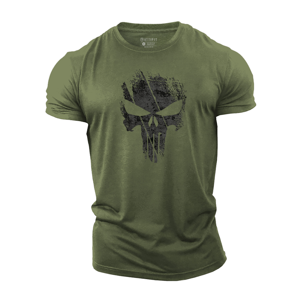 Broken Punisher Skull Cotton T-Shirt