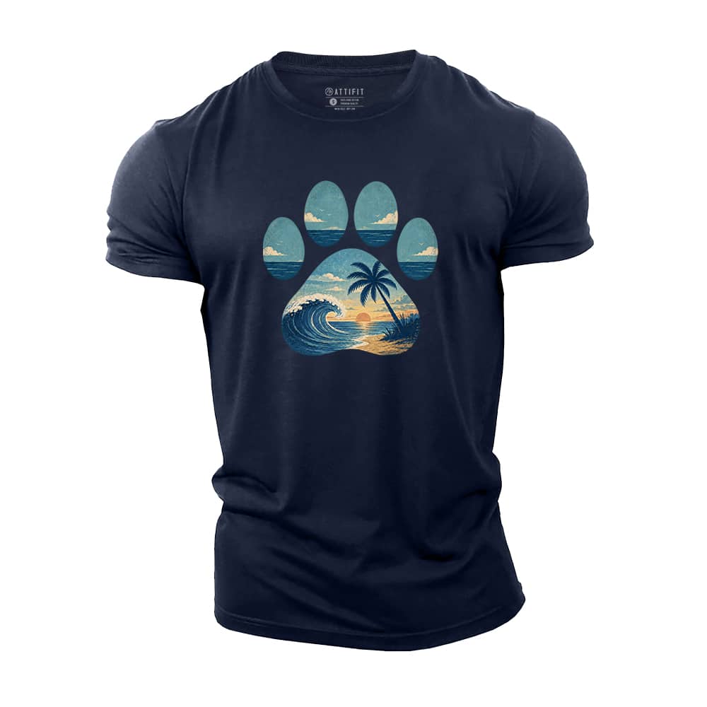 Seaside Paw Cotton T-Shirt