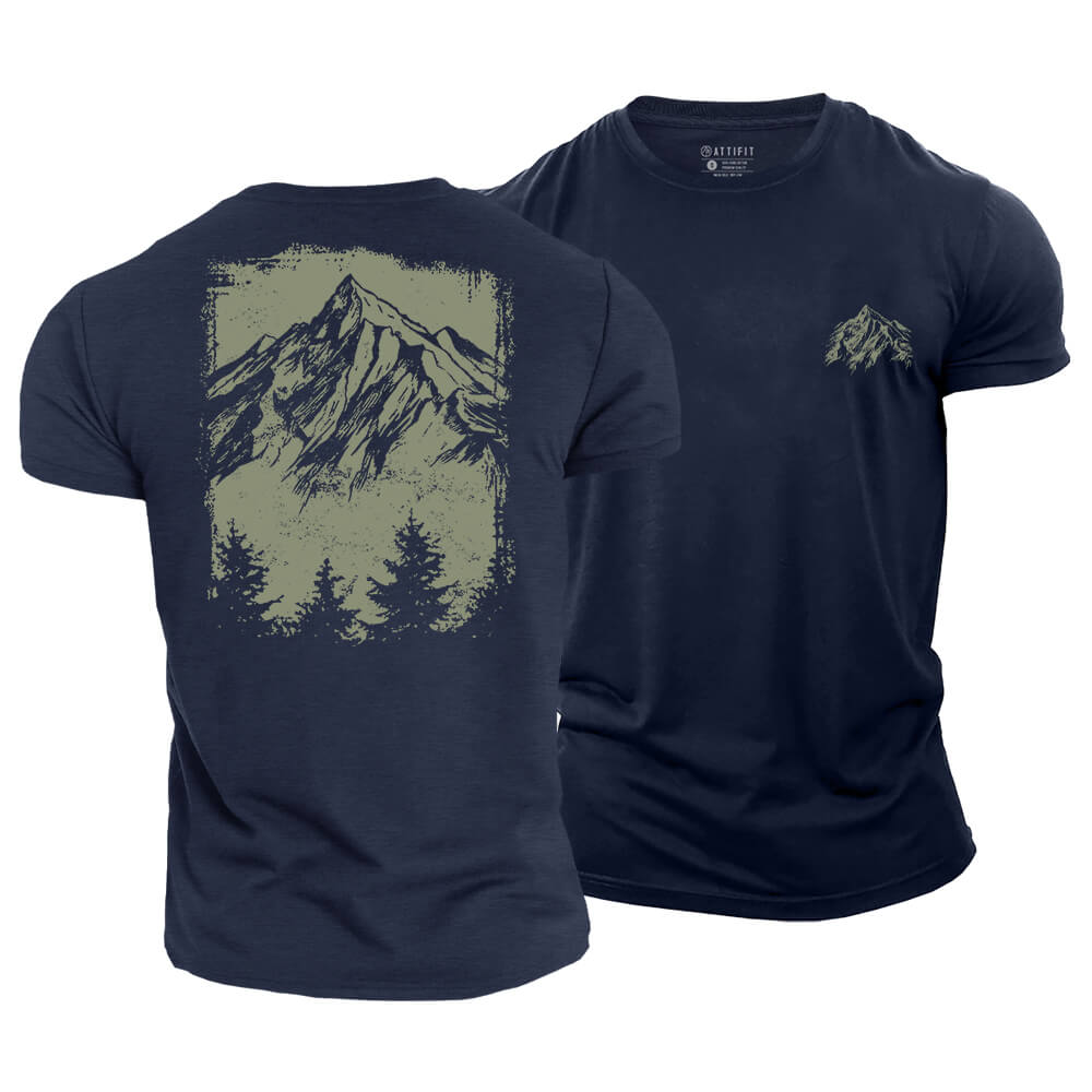 Mountain Tree Silhouette Cotton T-Shirt