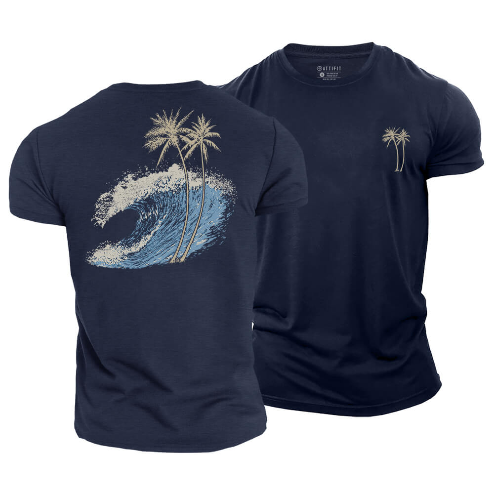 Ocean Wave Palm Cotton T-Shirt