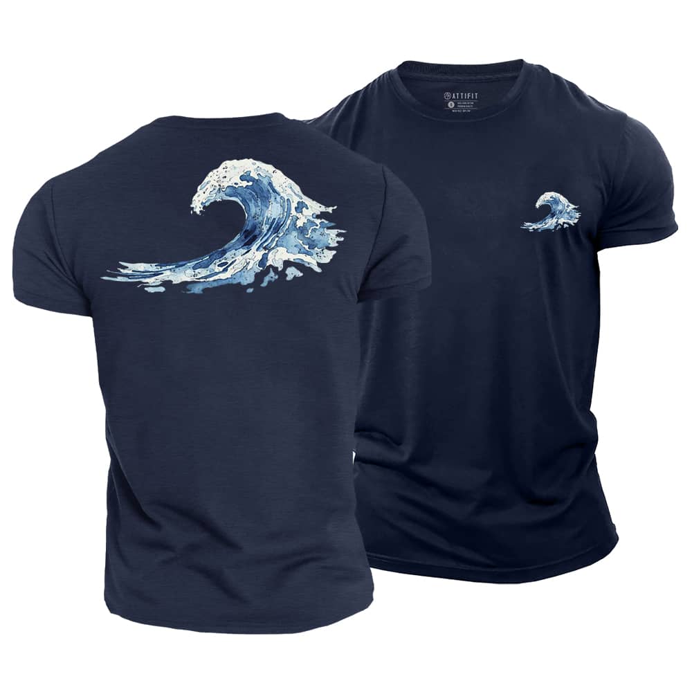 Watercolor Ocean Waves Cotton T-Shirt
