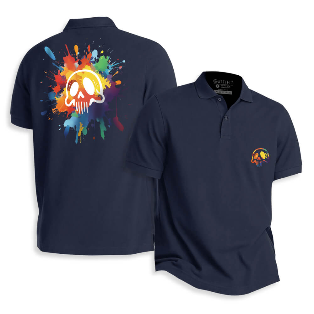 Watercolor Skull Polo Shirt