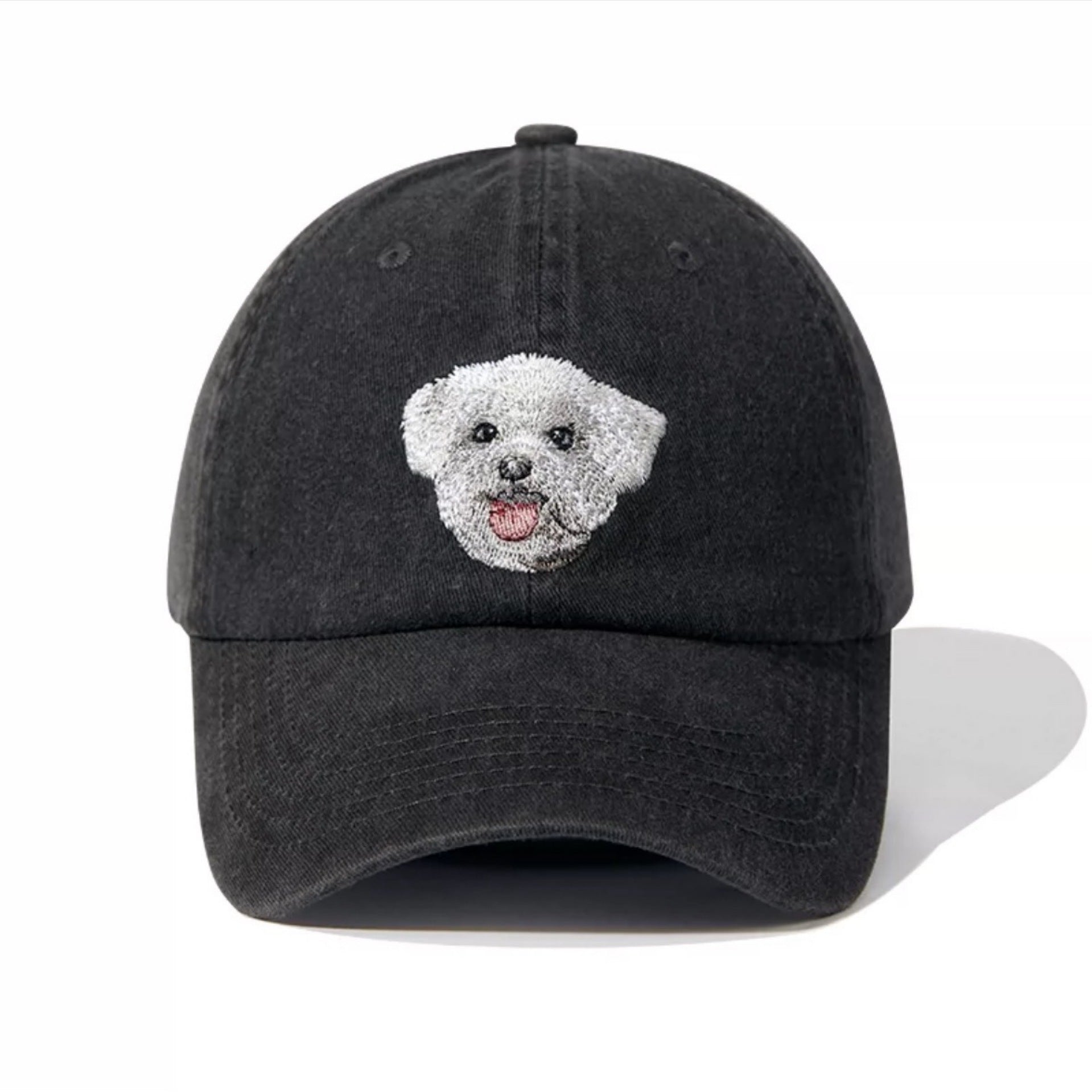 Embroidered Puppy Pattern Washed Vintage Cap