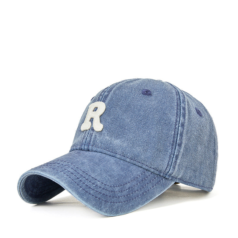Embroidered Letter R Retro Baseball Cap