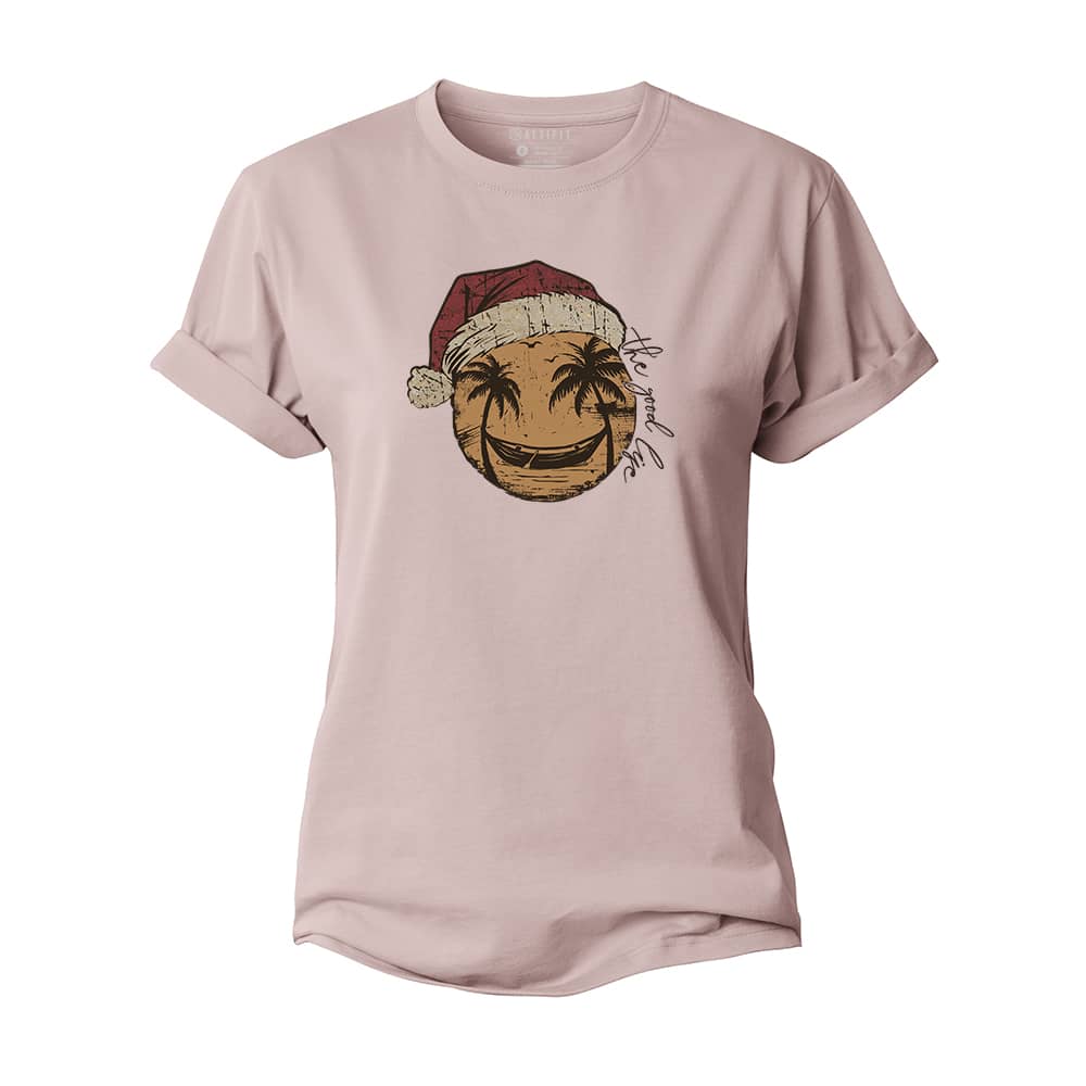Christmas Smiley Palm Tree Women's Cotton T-Shirt