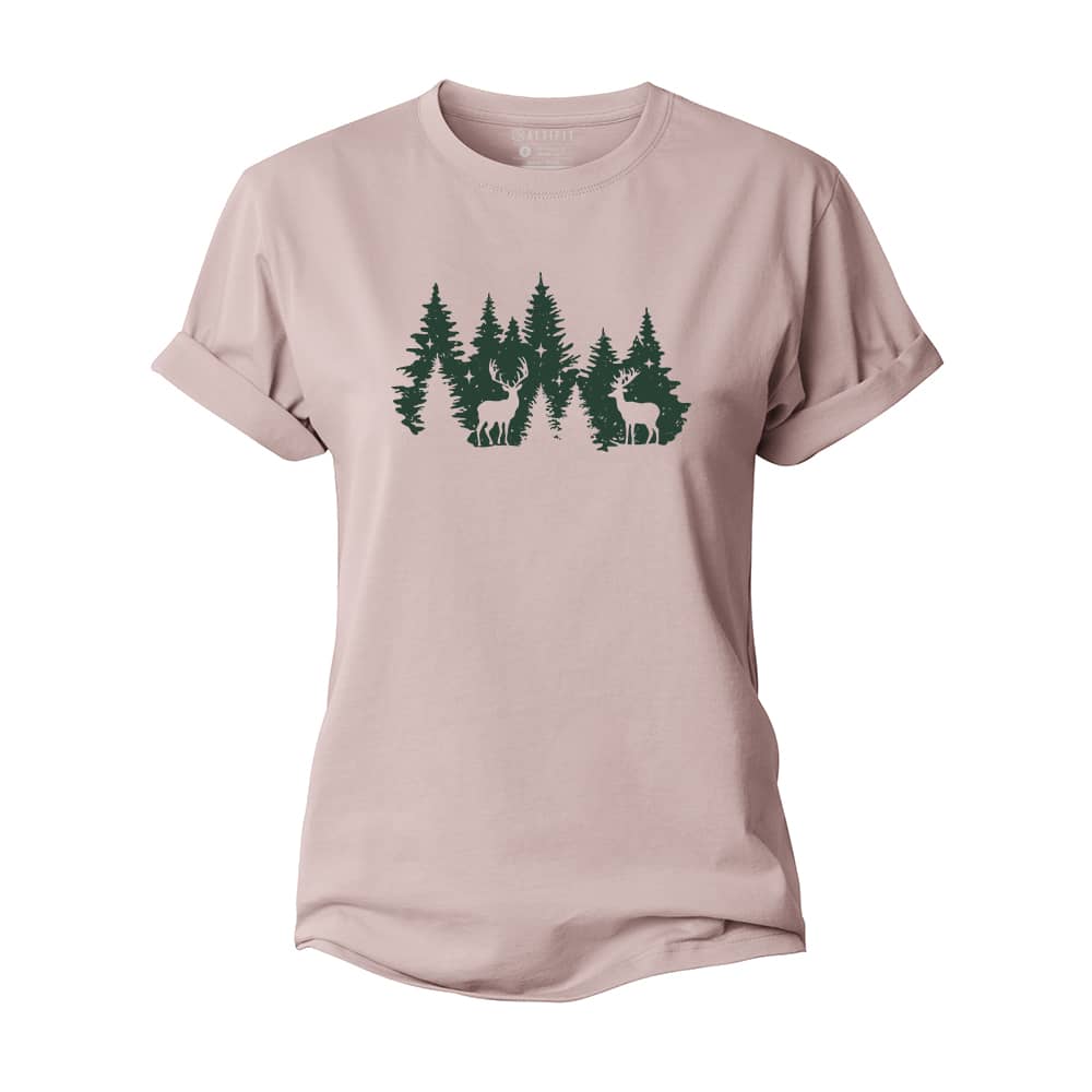 Christmas Forest Deer Women's Cotton T-Shirt