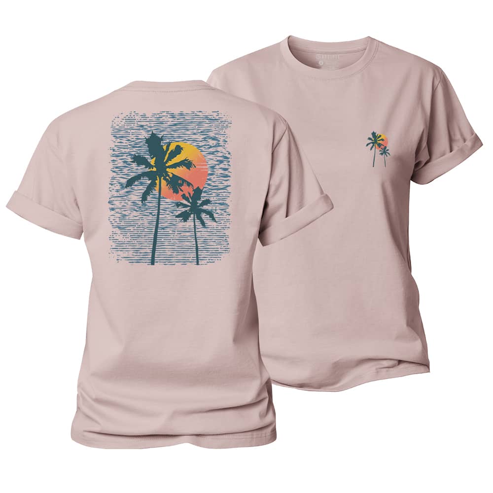 Palm Sunset Line Women's Cotton T-Shirt