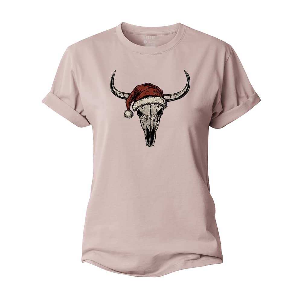 Christmas Bull Skull Women's Cotton T-Shirt