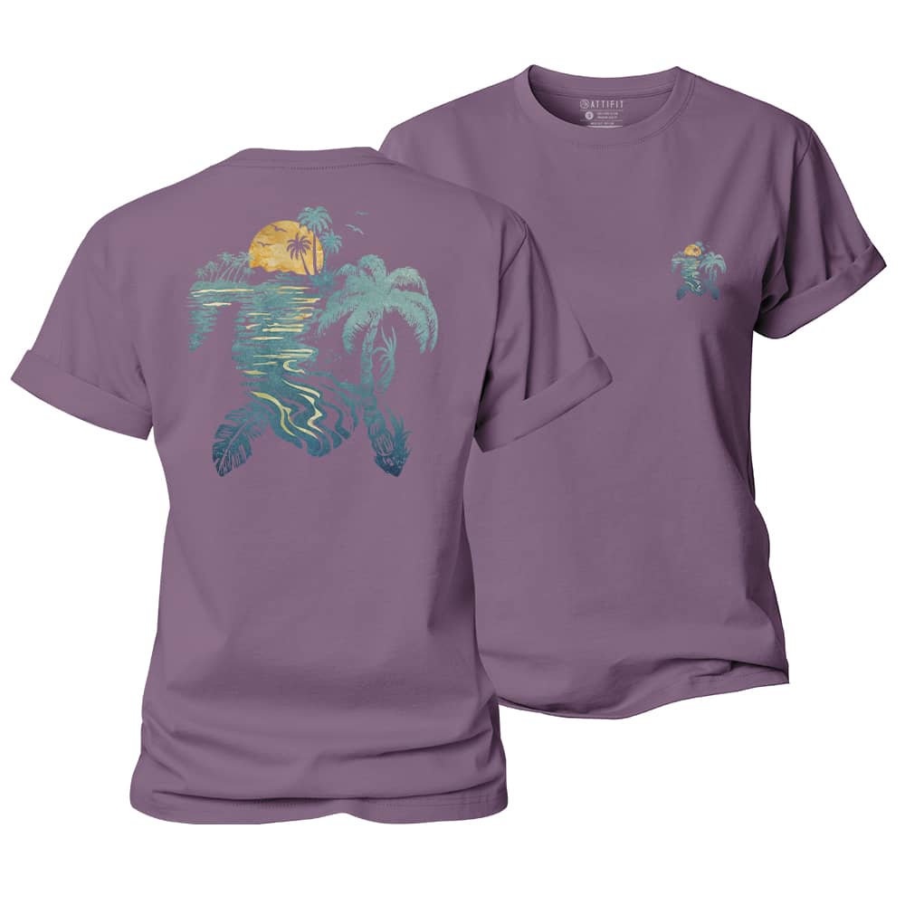 Turtle Palm Reflection Women's Cotton T-Shirt