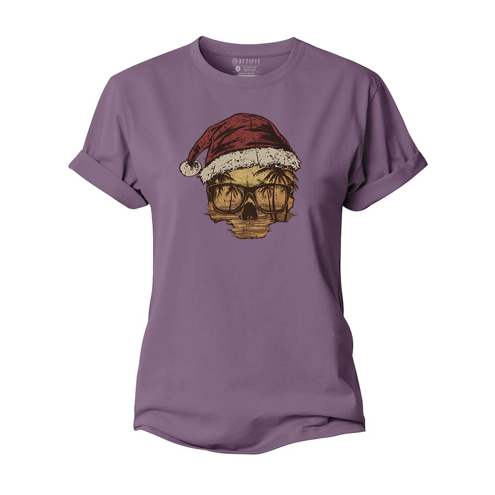 Christmas Sunset Skull Women's Cotton T-Shirt