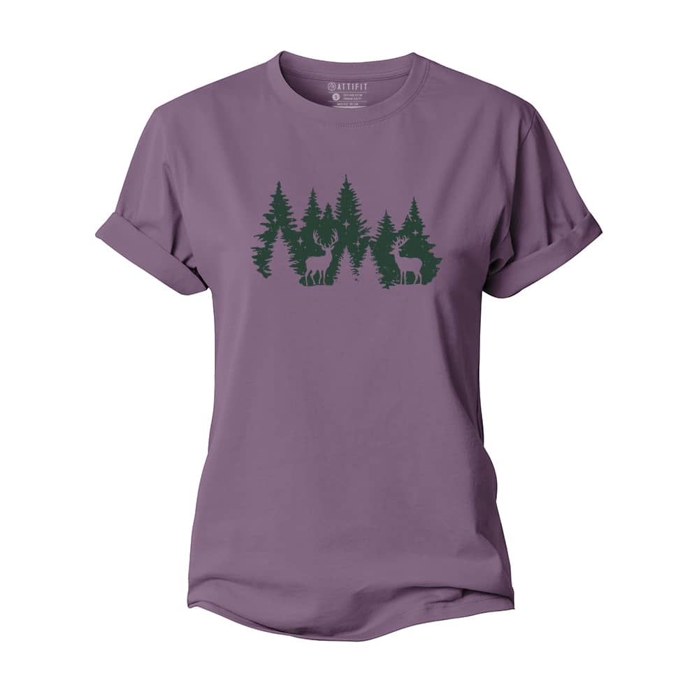Christmas Forest Deer Women's Cotton T-Shirt