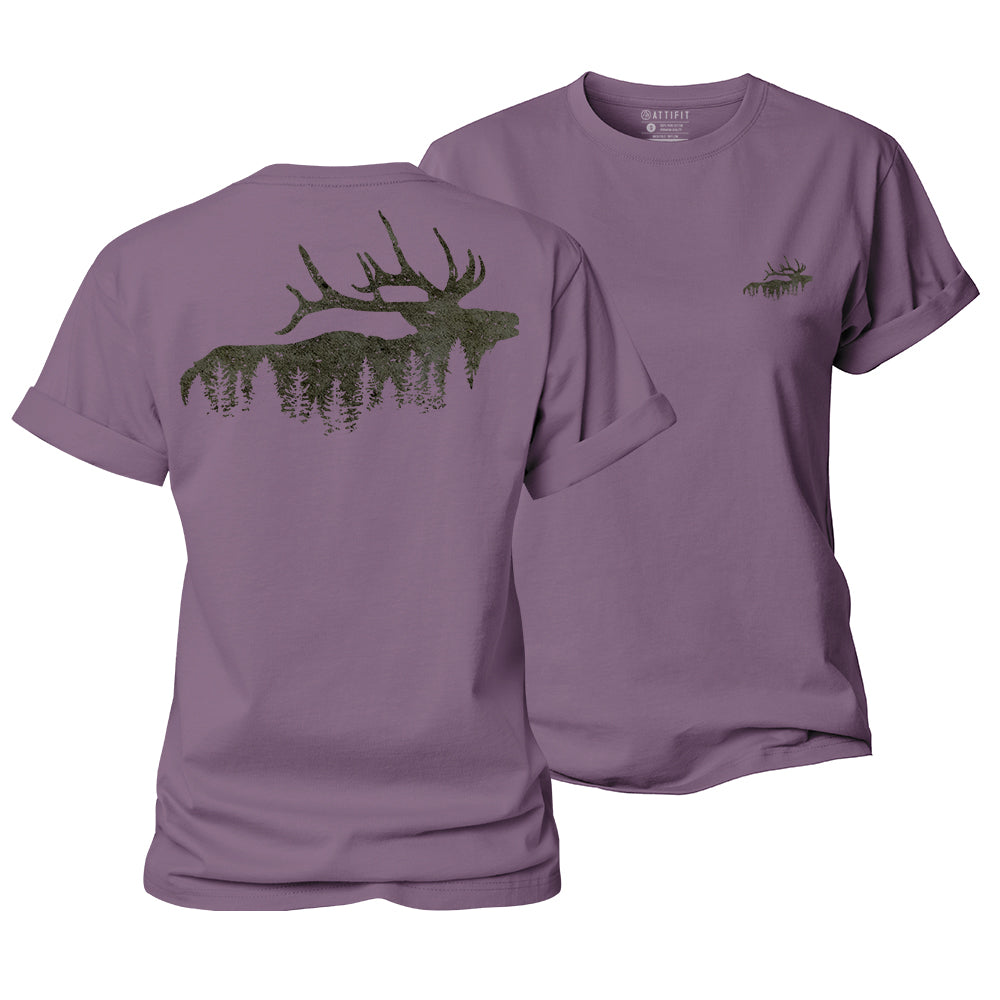 Elk And Forest Women's Cotton T-Shirt