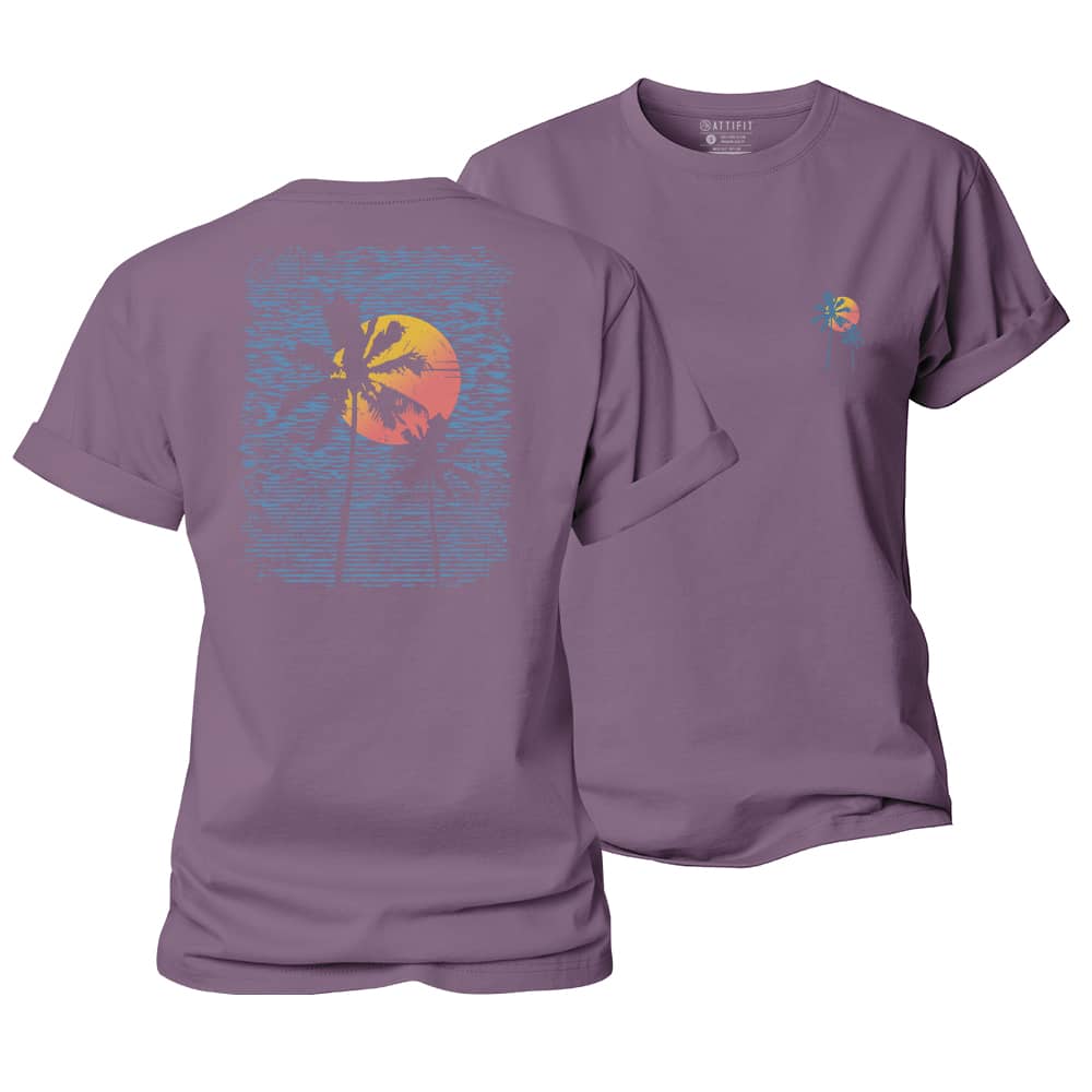Palm Sunset Line Women's Cotton T-Shirt