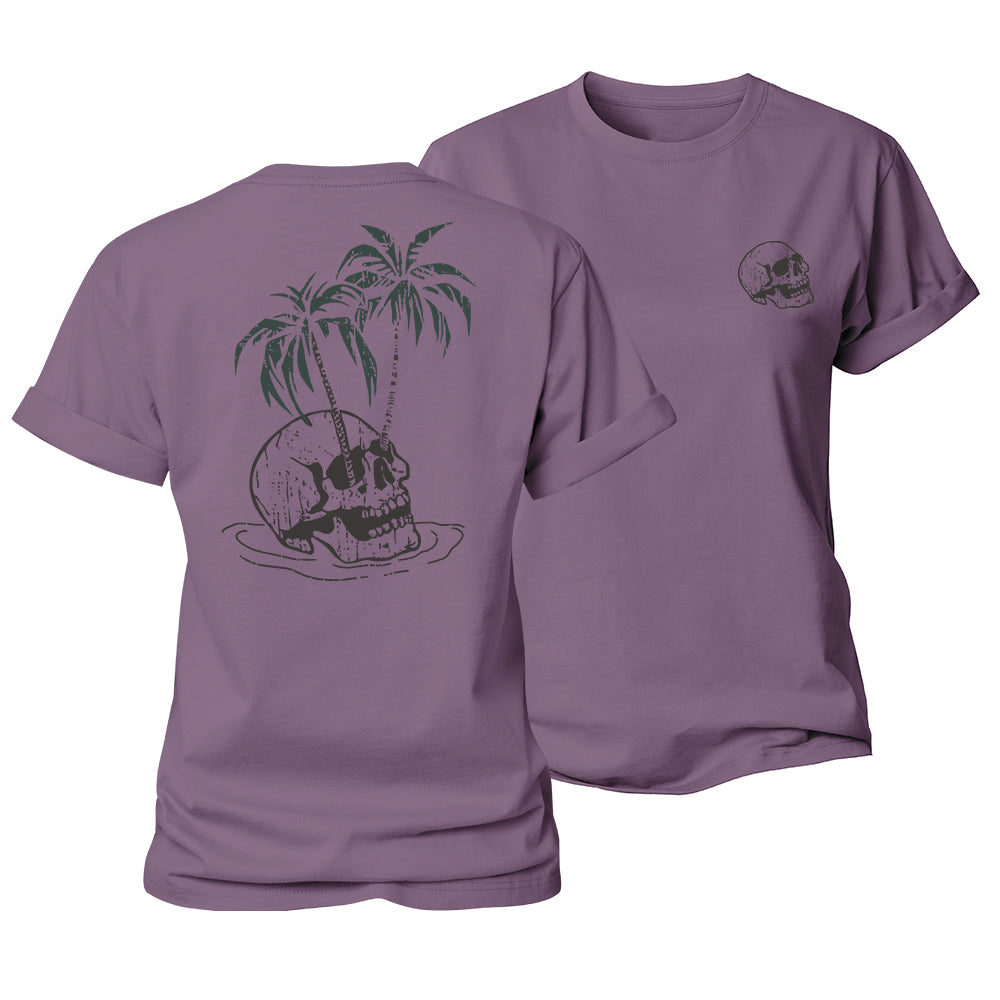 Skull Palm Tree Women's Cotton T-Shirt