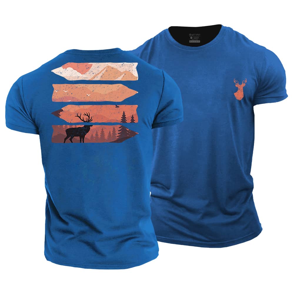 Elk In Forest Cotton T-Shirt