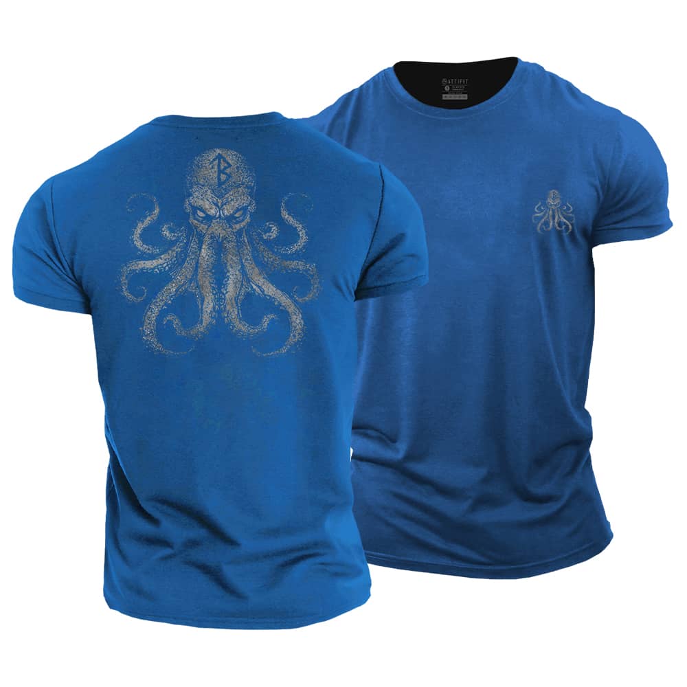 Viking Rune Octopus Cotton T-Shirt