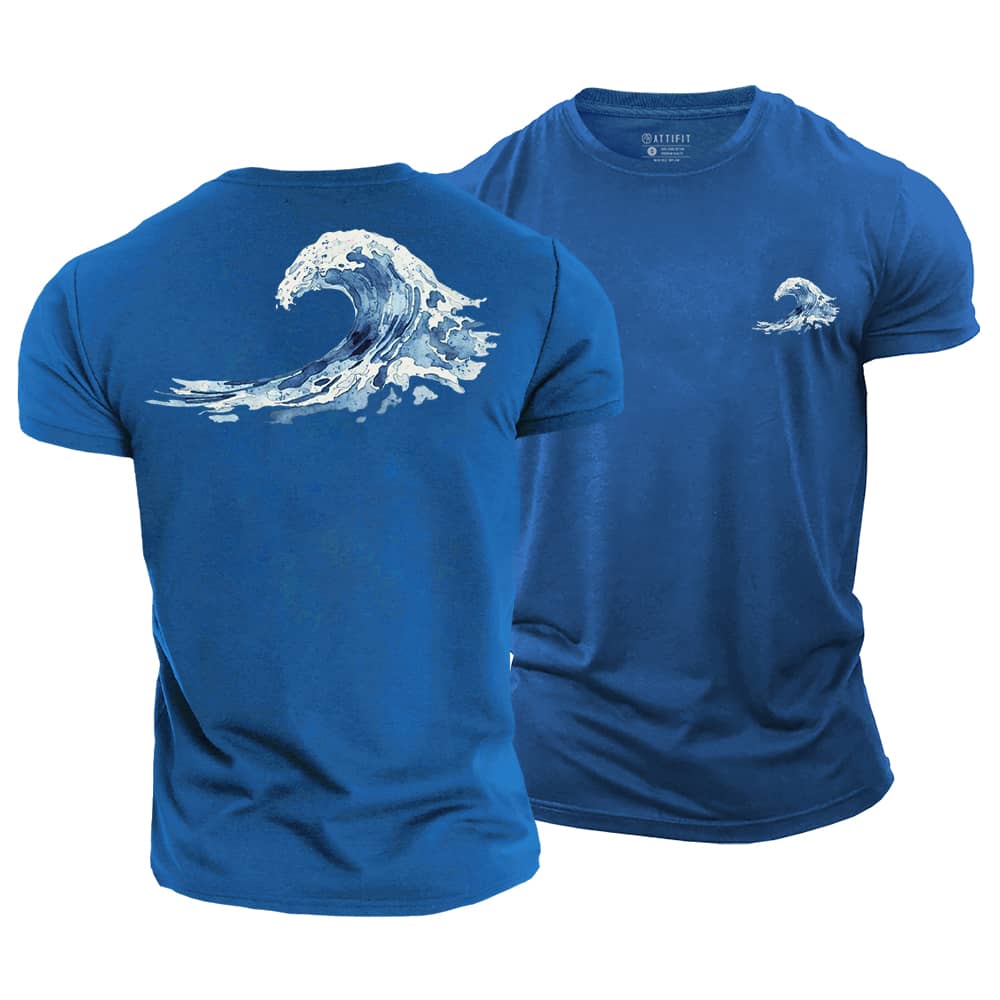 Watercolor Ocean Waves Cotton T-Shirt