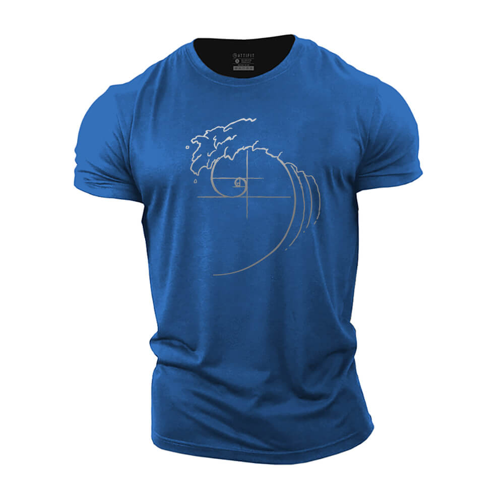 Ocean Wave Fibonacci Sequence Cotton T-Shirt