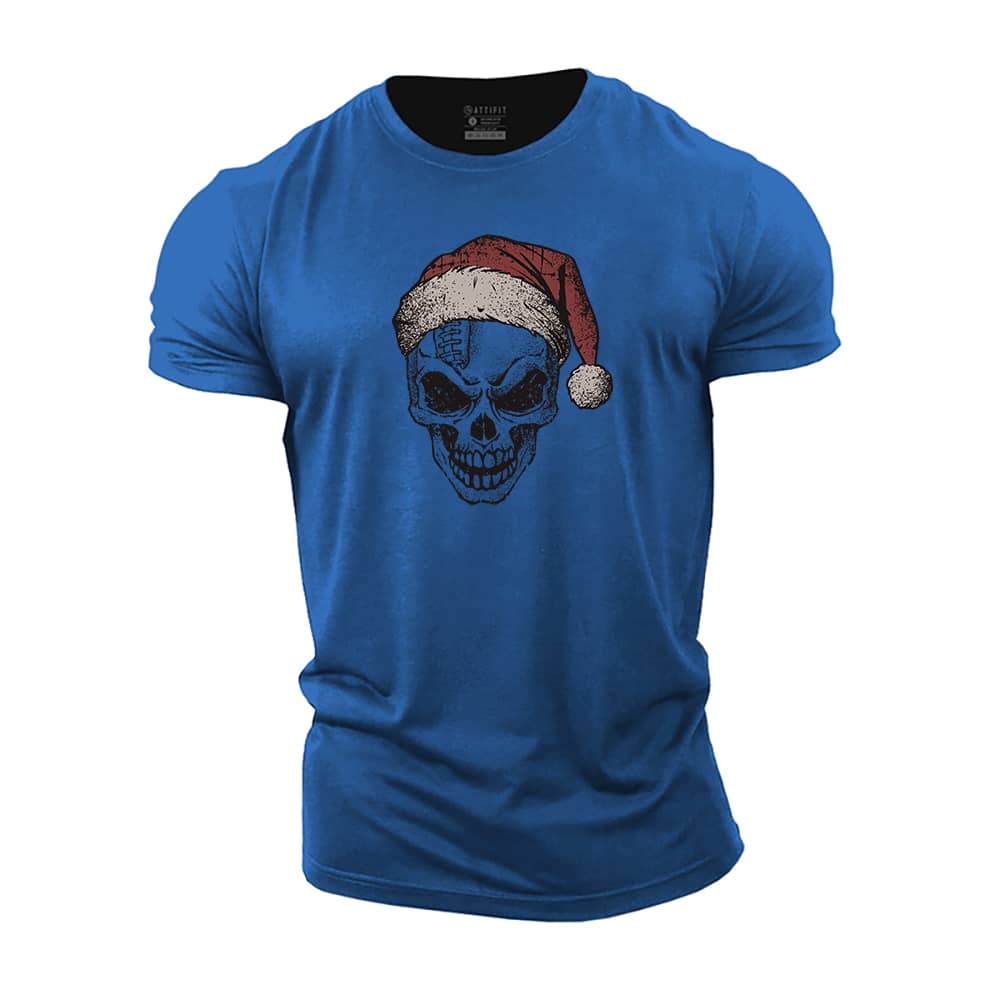 Christmas Football Skull Cotton T-Shirt