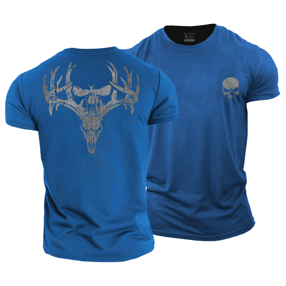 Deer Head Hidden Skull Cotton T-Shirt