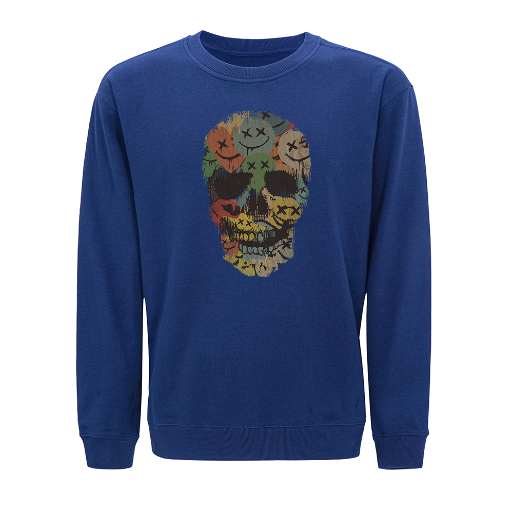 Colorful Smiley Skull Crewneck Sweatshirt