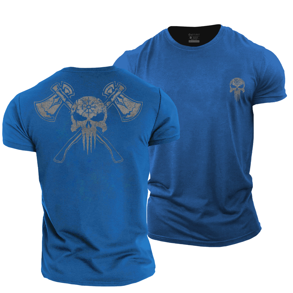 Viking Skeleton Cotton T-Shirt