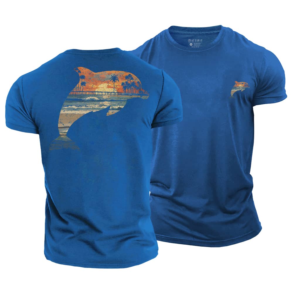 Dolphin Sunset Cotton T-Shirt