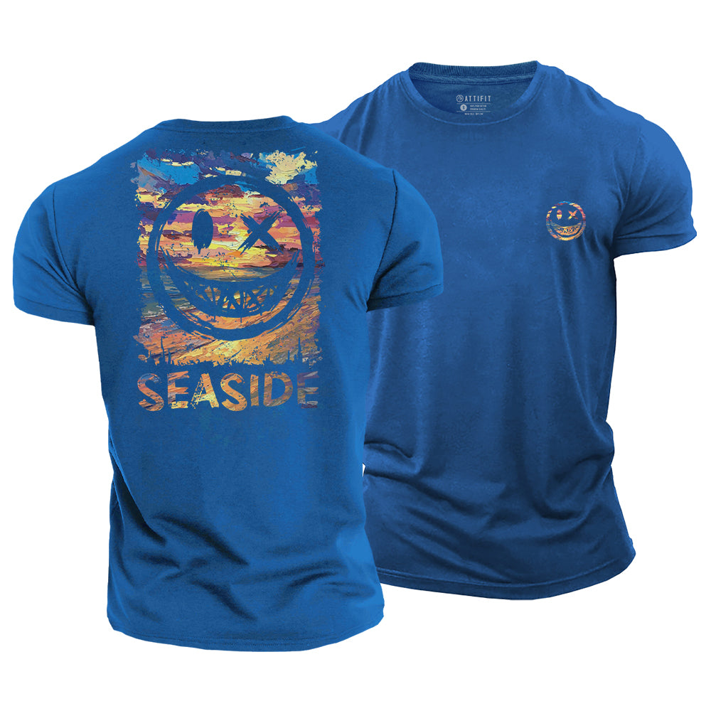 Seaside Smiley Cotton T-Shirt