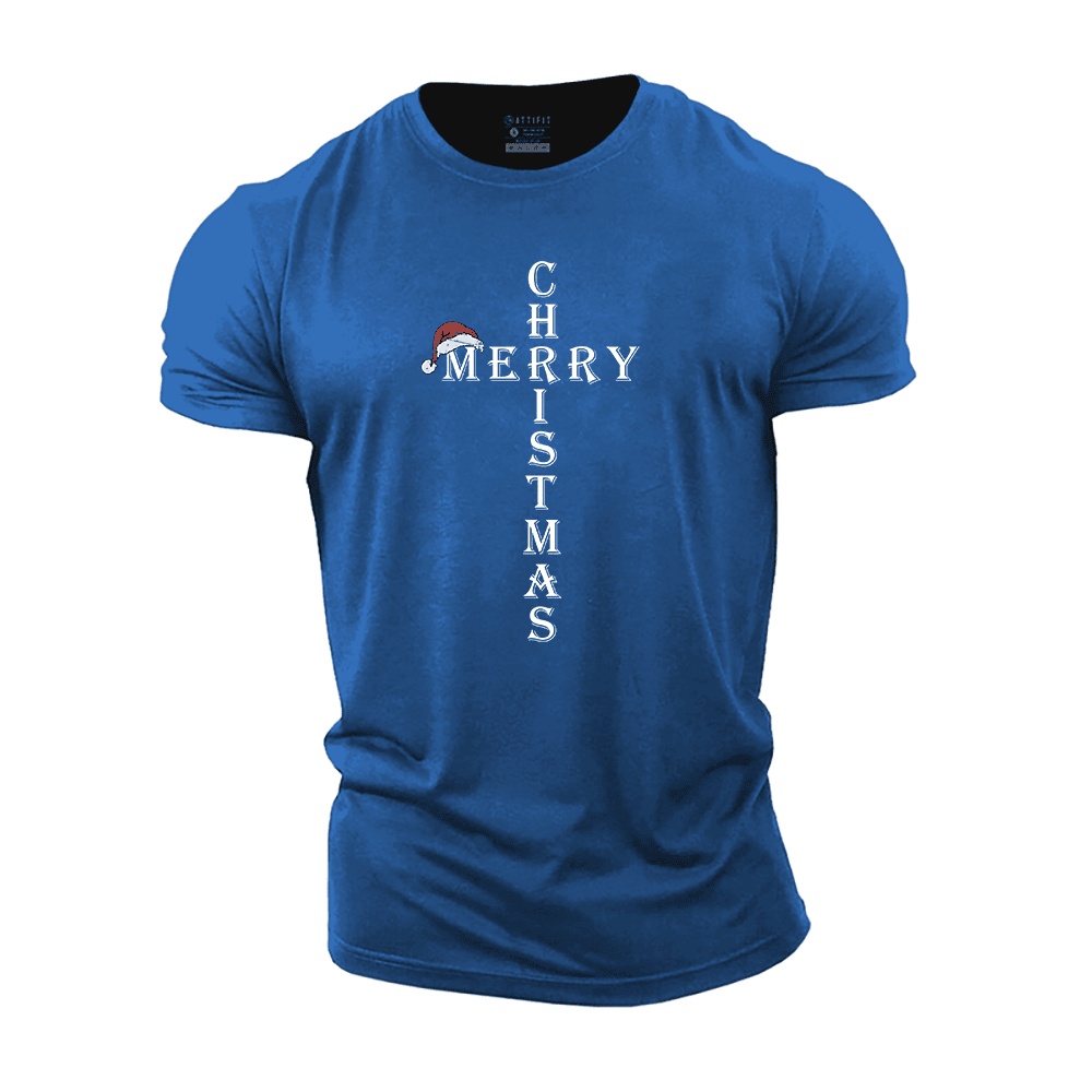 Merry Christmas Cross Cotton T-Shirt