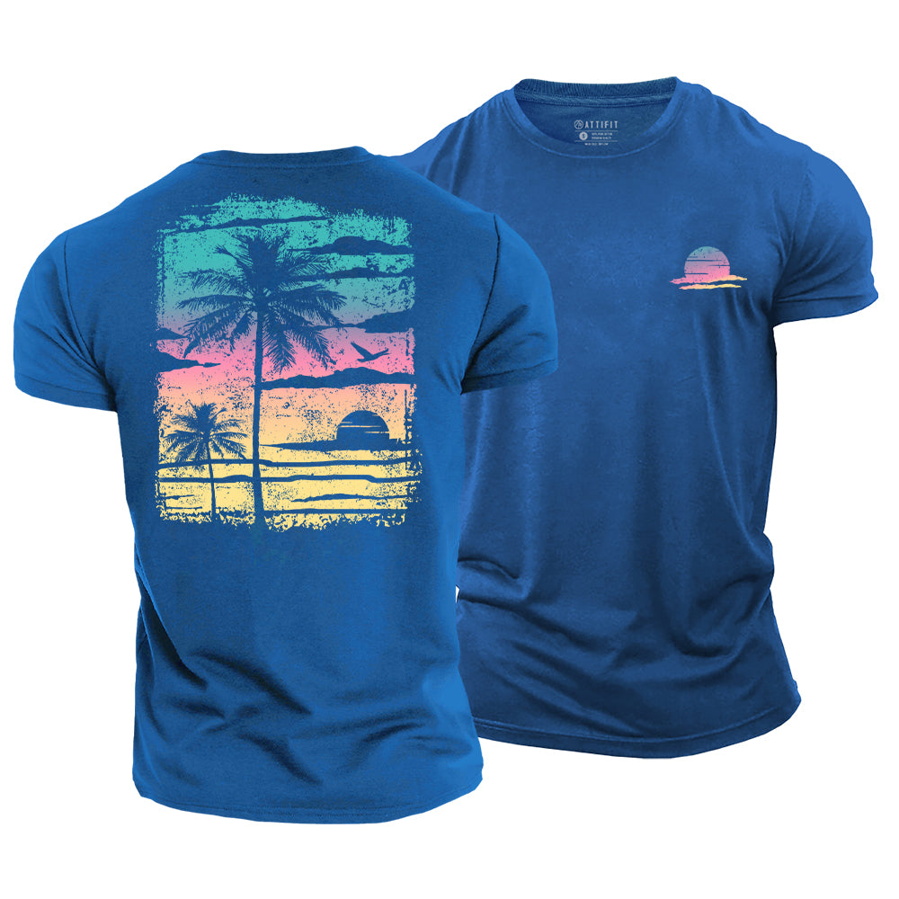 Colorful Palm Poster Cotton T-Shirt