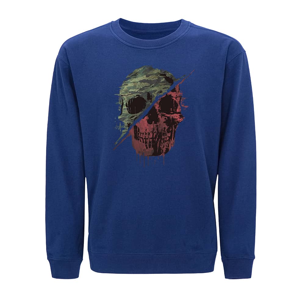 Retro Camouflage Skull Crewneck Sweatshirt