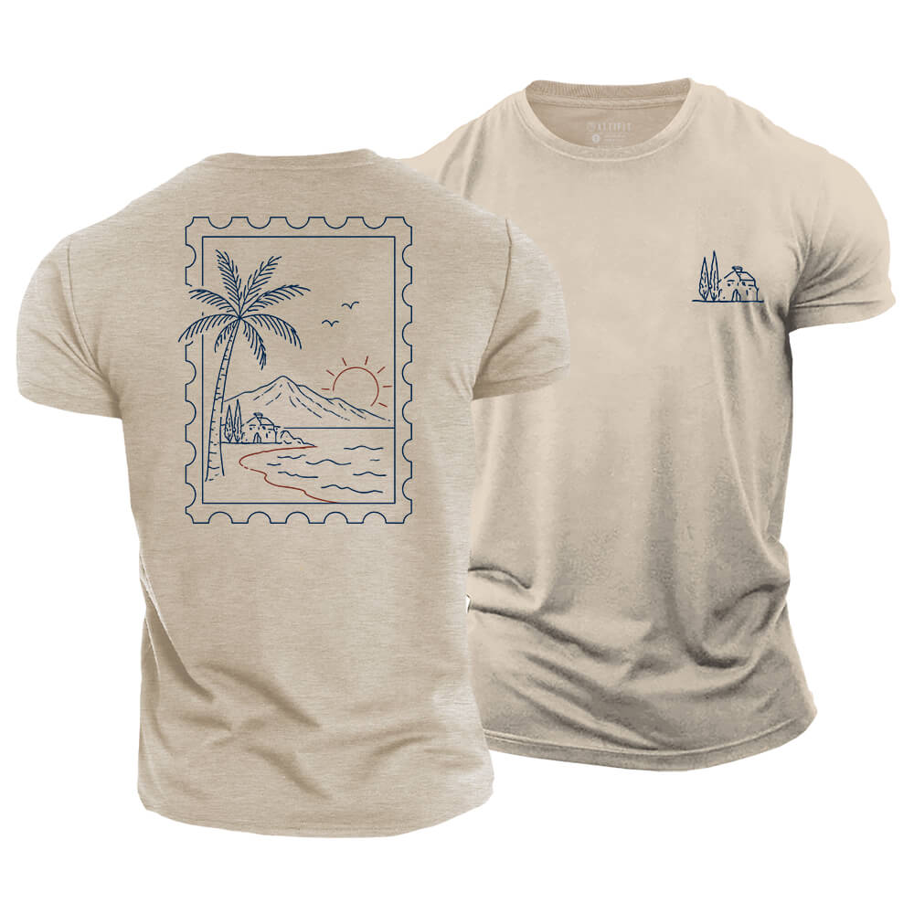 Palm Stamp Cotton T-Shirt