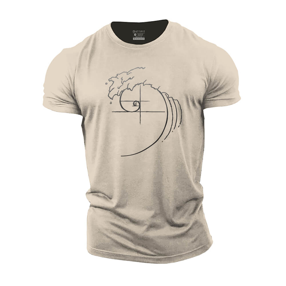 Ocean Wave Fibonacci Sequence Cotton T-Shirt