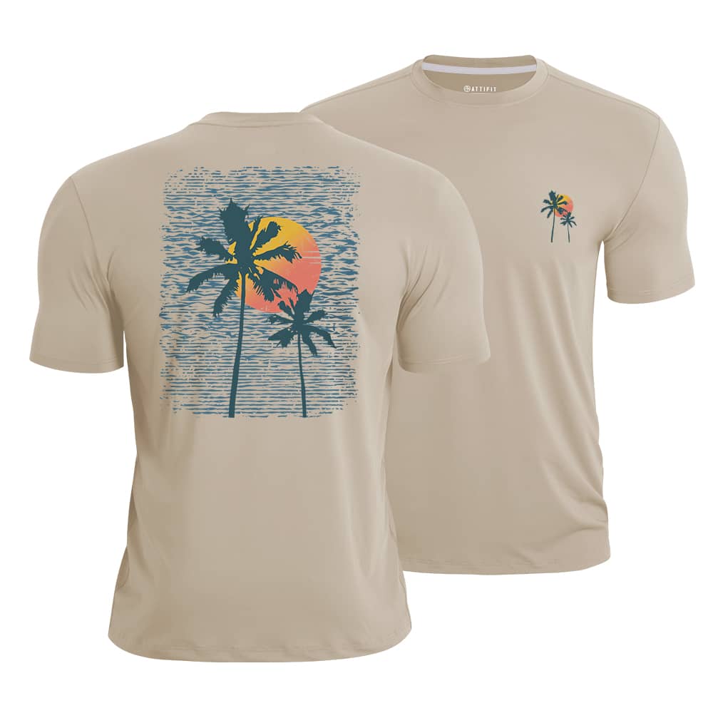 Palm Sunset Line Quick-Dry T-Shirt